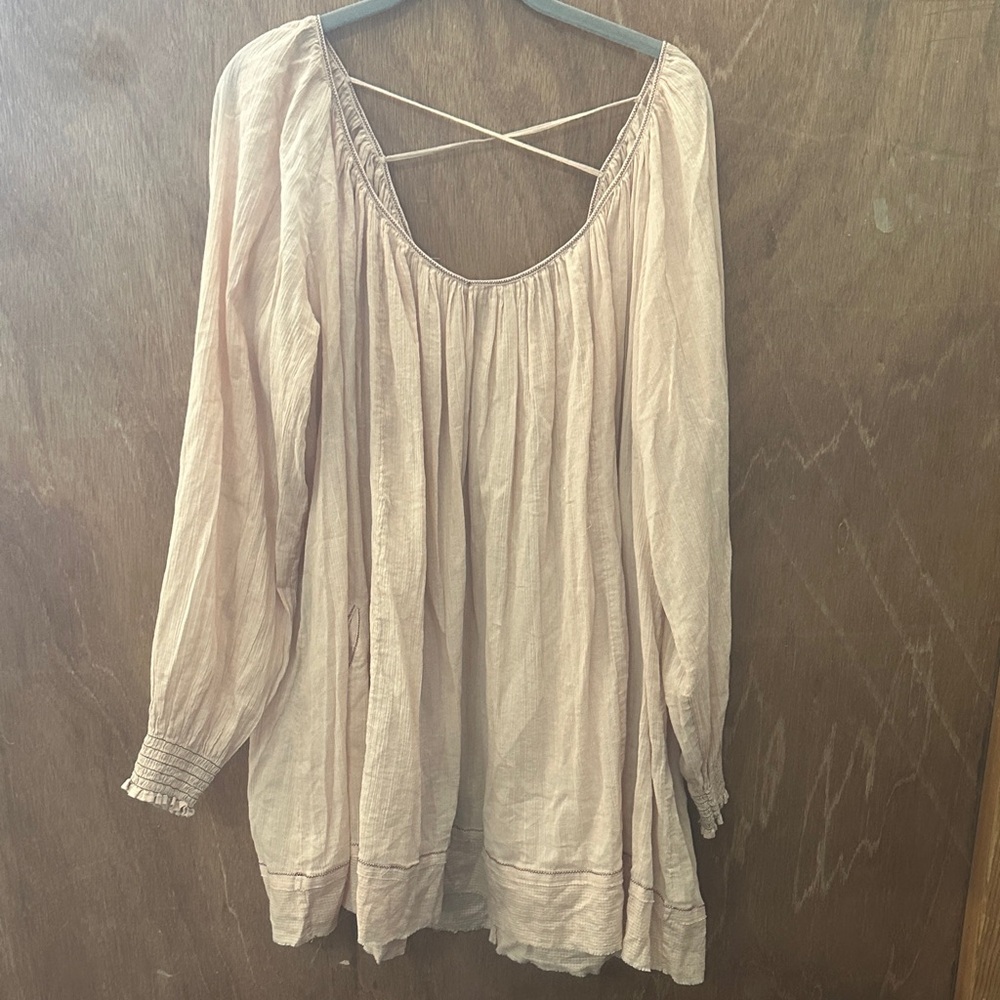 Flowy Blush Pink Long Sleeve Dress